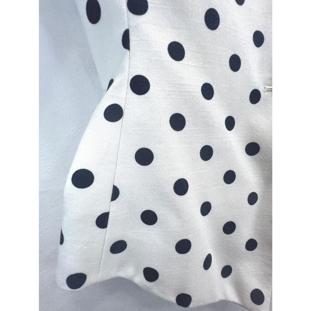 Kasper for ASL Vintage White Navy Polka Dot Short Sleeve Blazer Jacket Size 6